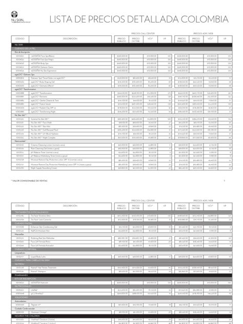 nu skin colombia|LISTA DE PRECIOS DETALLADA COLOMBIA